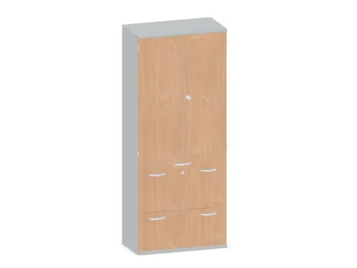 Kantoorkast 1920x800x430mm Decor Romp Lichtgrijs Decor Front Beuken