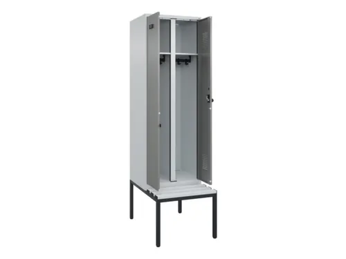 locker met bank,voor scheiding van kleding,HxBxD 2120x600x815mm,2vak
