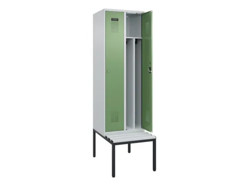 locker met bank,voor scheiding van kleding,HxBxD 2120x600x815mm,2vak