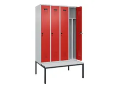 locker met bank,voor scheiding van kleding,HxBxD 2120x1200x815mm,4vak