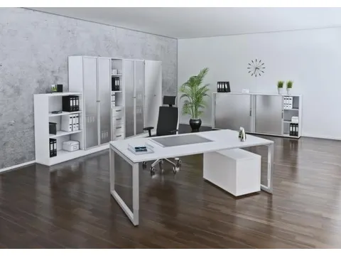 bureau à hauteur réglable HxlxP 650-850x1200x800mm panneau blanc