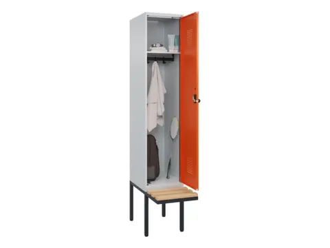 locker met bank,HxBxD 2120x400x815mm,1vak,vak B 400mm,draaigrendel