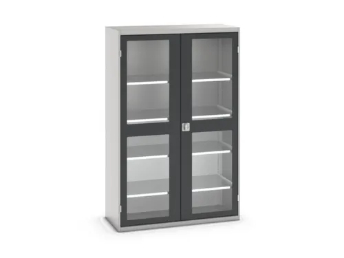 vitrinekast 2000x1300x550mm 4xStalen bodem romp RAL7035 front RAL7016