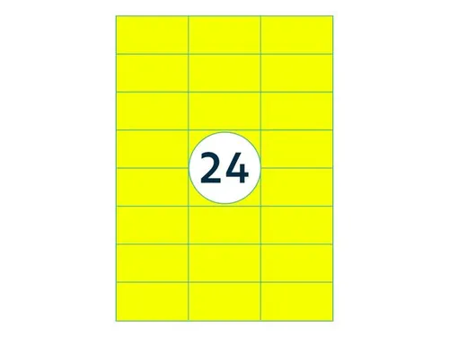 Gekleurde Etiketten 70x37mm Fluor Geel 42212
