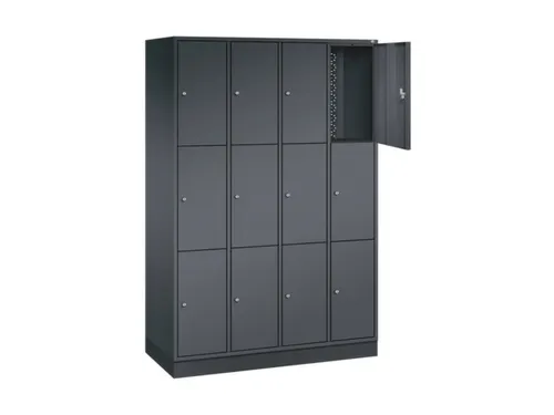 lockerkast,HxBxD 1950x1220x500mm,4x3vakken,cil.-slot,sokkel