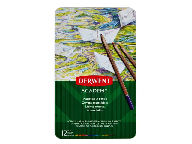Kleurpotloden Derwent Academy aquarel blik à 12 stuks assorti