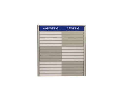 Menoor In-Uit bord 15 namen Aluminium Aanwezig/Afwezig Blauw