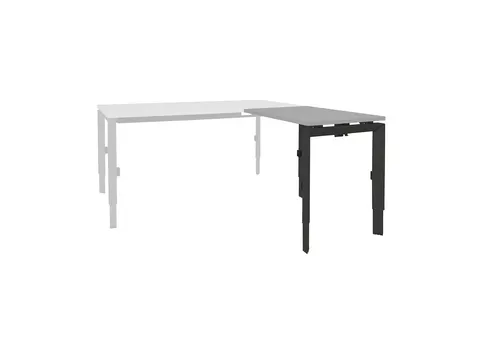Bureau Linesto N3 aanbouwtafel 80x60cm lichtgrijs 25mm zwart