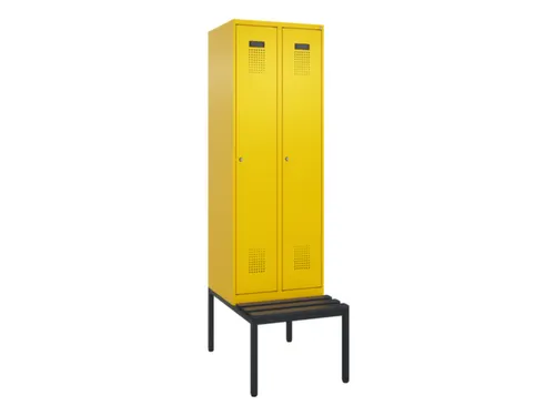 locker met bank,voor scheiding van kleding,HxBxD 2120x600x815mm,2vak