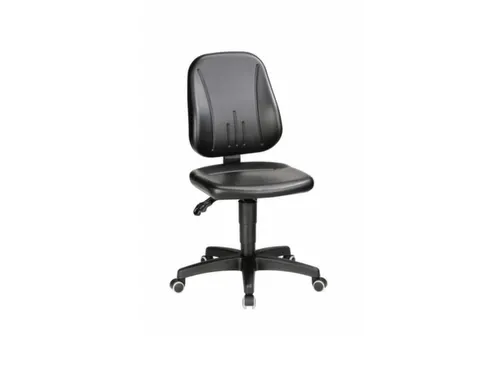 Werkplaatsstoel Zitting Kunstleer Zwart 440-620mmx460x470mm wielen