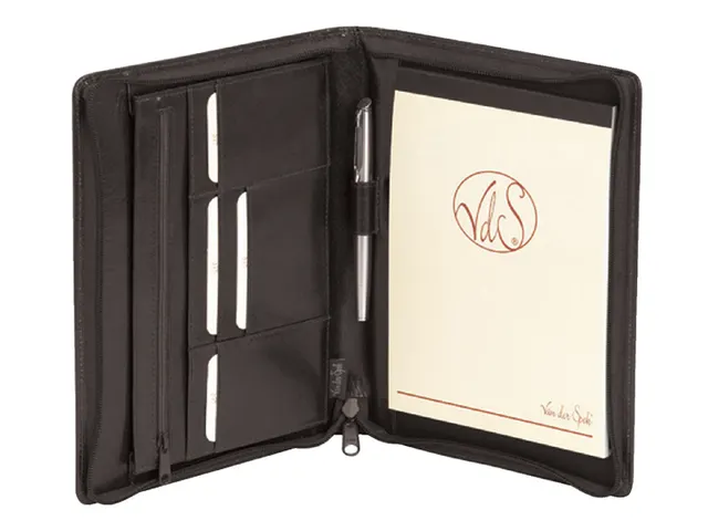 Schrijfmap van der Spek A5 buffelleer + rits zwart