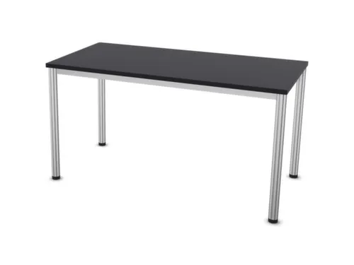 Vergadertafel Hxbxd 74x140x70cm 4-poots Ronde Buis Aluzilver Cc-zwart