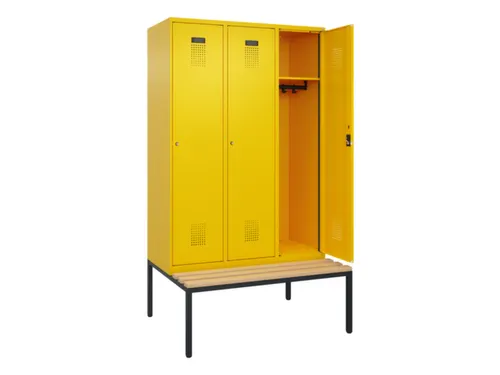 locker met bank,HxBxD 2120x1200x815mm,3vak,vak B 400mm,cilinderslot
