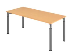 bureau,HxBxD 680-820x1800x800mm,blad beuken,4voeten grafiet,ronde buis