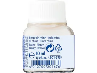 Oost-Indische inkt wit, flesje van 10 ml - 2