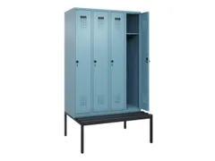 locker met bank,HxBxD 2120x1200x815mm,4vak,vak B 300mm,draaigrendel