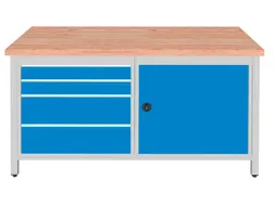 werkbank,HxBxD 860x1500x750mm,onderstel RAL5010,fronten RAL3020