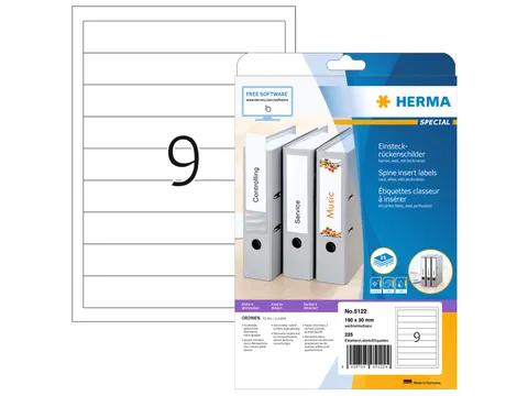 Herma 5122 Ordner Rug-insteekkaart smal 190x30mm Wit 225 stuks