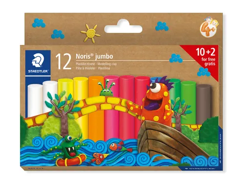 Boetseerklei Staedtler Noris jumbo set 12 kleuren