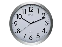 Wandklok MAUL Move RC Ø40cmxx4.5cm aluminium/wit incl.batterij