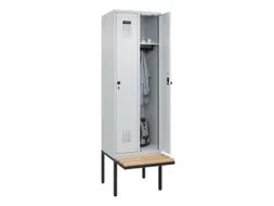 locker met bank,HxBxD 2120x600x815mm,2vak,vak B 300mm,draaigrendel