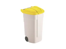 Verrijdbare vuilcontainer 100 liter HxLxB 850x530x510mm beige/geel