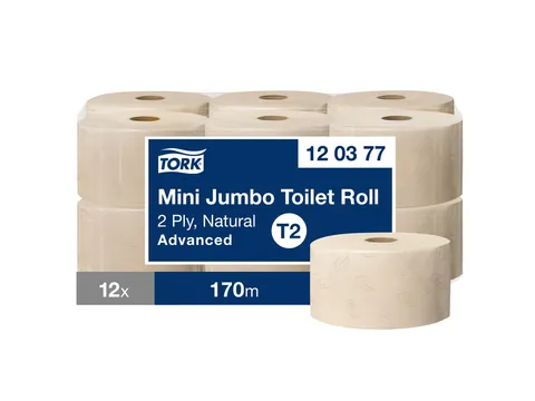 Toiletpapier Tork T2 Advanced jumbo klein 2-laags 170m naturel 120377