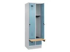 locker met bank,HxBxD 1950x600x815mm,2vak,vak B 300mm,draaigrendel