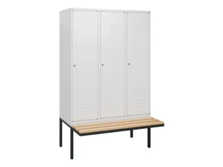 locker met bank,HxBxD 1950x1200x815mm,3vak,vak B 400mm,cil.-slot - 1