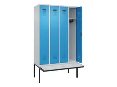 locker met bank,HxBxD 2120x1200x815mm,4vak,vak B 300mm,cilinderslot