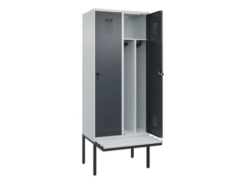 locker met bank,voor scheiding van kleding,HxBxD 2120x800x815mm,2vak