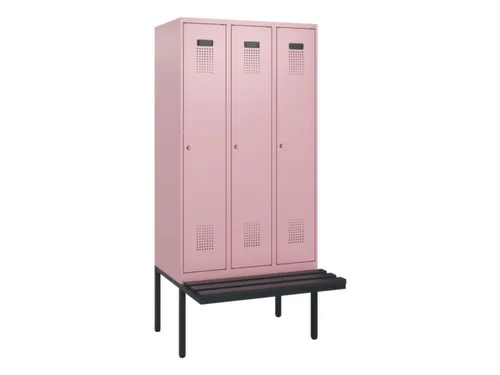 locker met bank,HxBxD 1950x900x815mm,3vak,vak B 300mm,cilinderslot