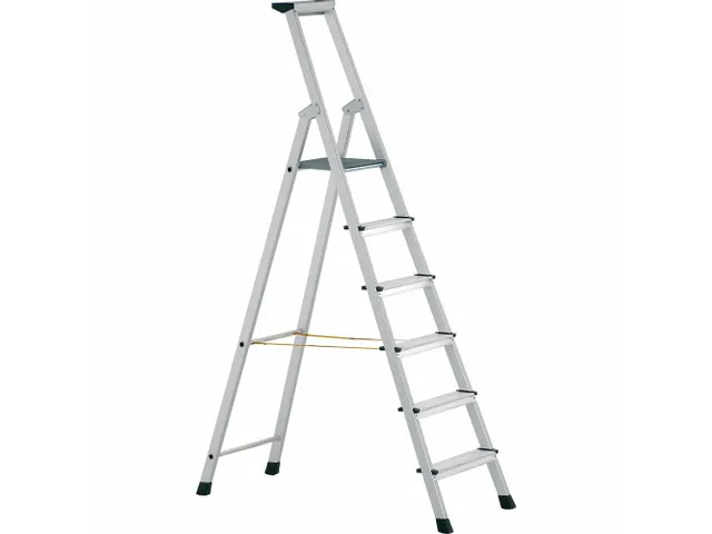 escabeau industriel,à un côté,6marche(s),Hauteur 1,49m,lisse L 2,37