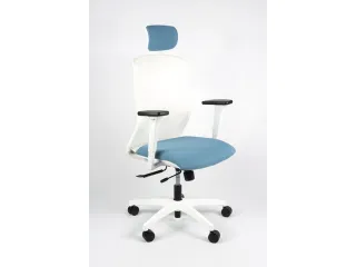 Bureaustoel EN1335 Linea Tekna White 01/PT l.blauw/wit Hoofdsteun - 1