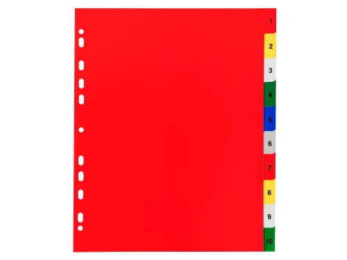 Bedrukte tabbladen numeriek assorti PP A4+ 10-delig 1-10 11-gaats