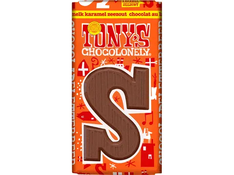 Chocoladeletter Tony's Chocolonely S melk karamel zeezout 90 gram