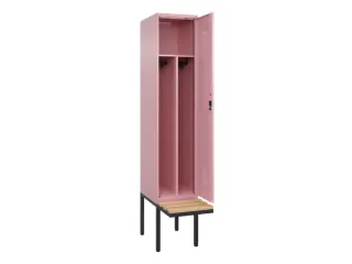 locker met bank,voor scheiding van kleding,HxBxD 2120x400x815mm,1vak - 1