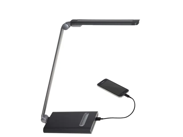 Bureaulamp LED MAULpure, dimbaar, USB-poort Zilver