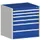 ladekast HxBxD 800x800x650mm 6laden romp RAL7035 front RAL5010