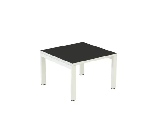 Bijzettafel 400X600X600Mm Vierkant Zwart 4Voeten Wit Vierkante Buis