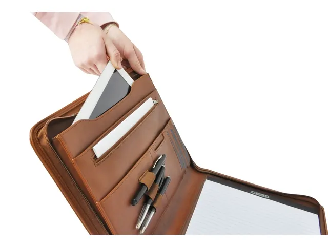 DESQ Schrijfmap A4 met rits Bruin kunstleder