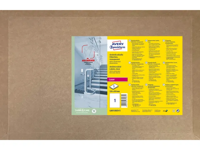 Antimicrobiële etiketten afneembaar transparant 450x320mm