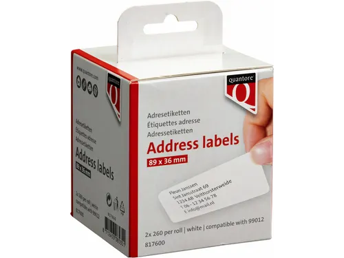 Labeletiket Quantore 99012 89x36mm Adres Wit
