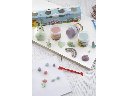 Kinderklei EFA in beker pastel kleuren 4x140gr in karton