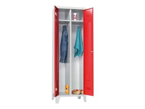 garderobekast,HxBxD 1850x600x500mm,2vak,RAL7035,front RAL3000