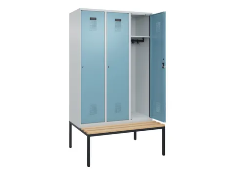 locker met bank,HxBxD 2120x1200x815mm,3vak,vak B 400mm,cilinderslot