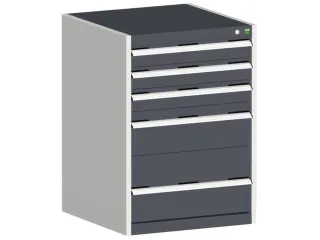 ladekast HxBxD 900x650x650mm 5laden romp RAL7035 front RAL7016 - 1