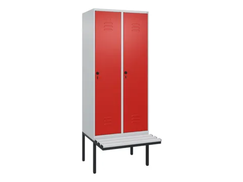 locker met bank,HxBxD 2120x800x815mm,2vak,vak B 400mm,draaigrendel