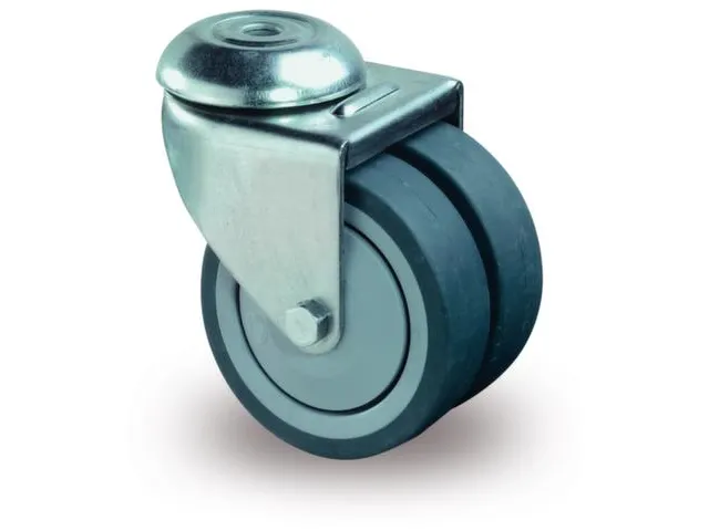 Dubbele Apparatenwiel Boutgat. Zwenkw. 75x2x24mm 80kg