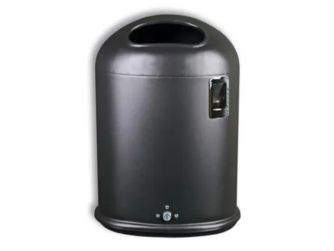 Afvalbak Met Asbak 45 Liter Ovale Opening Veerklep Antraciet